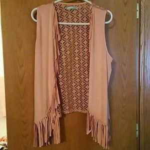 Peach Fringe Vest